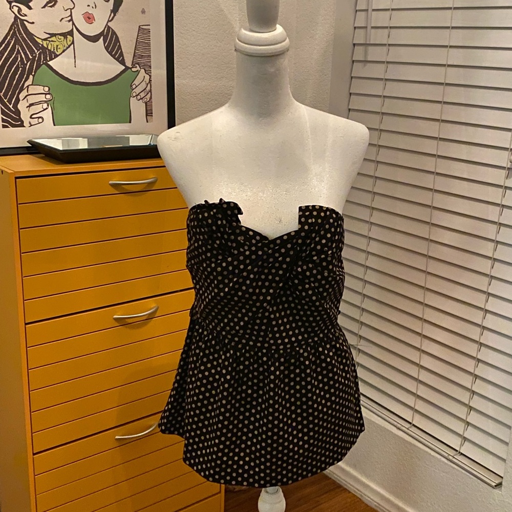 Odille Black and White Strapless Top